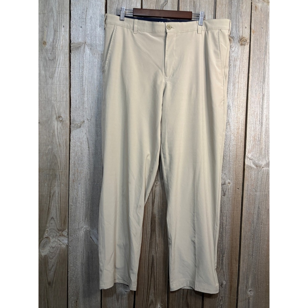 IZOD‎ Golf Mens Tan Khaki Performance Stretch Flat Front Pants 38x32 45FF291